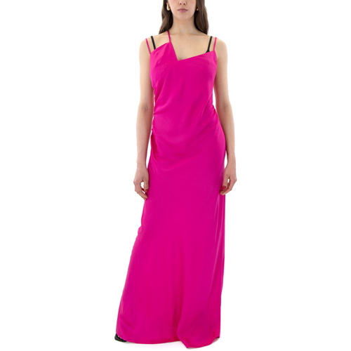 Υφασμάτινα Γυναίκα Φορέματα My T Wearables SATIN SLEEVELESS MAXI DRESS WOMEN ΦΟΥΞΙΑ