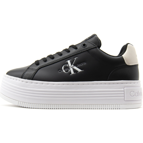 Παπούτσια Γυναίκα Sneakers Calvin Klein Jeans LEATHER BOLD LOW LACE PLATFORM SNEAKERS WOMEN ΕΚΡΟΥ- ΜΑΥΡΟ