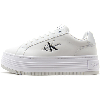 Παπούτσια Γυναίκα Sneakers Calvin Klein Jeans LEATHER BOLD LOW LACE PLATFORM SNEAKERS WOMEN ΑΣΗΜΙ- ΕΚΡΟΥ- ΜΑΥΡΟ