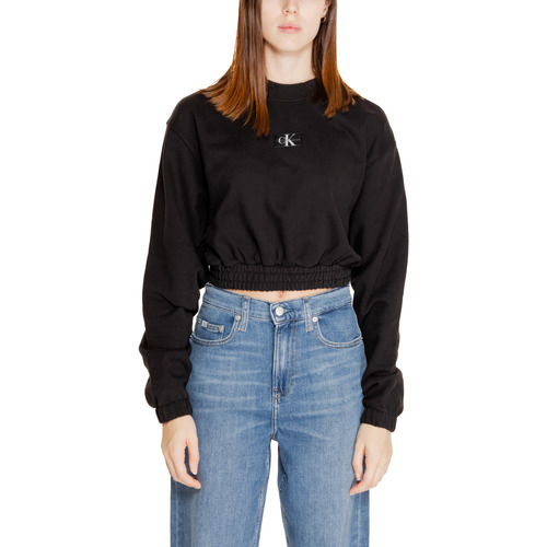 Υφασμάτινα Γυναίκα Φούτερ Calvin Klein Jeans WOVEN LABEL CREW NECK J20J223535 Black