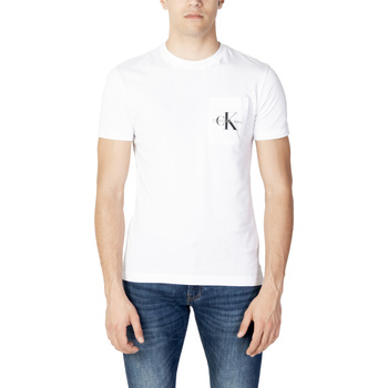 Υφασμάτινα Άνδρας Πόλο με μακριά μανίκια  Calvin Klein Jeans CORE MONOLOGO POCKET SLIM TEE J30J320936 Άσπρο