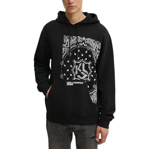 Υφασμάτινα Άνδρας Φούτερ Karl Lagerfeld BANDANA PRINT REGULAR FIT HOODIE MEN ΛΕΥΚΟ- ΜΑΥΡΟ