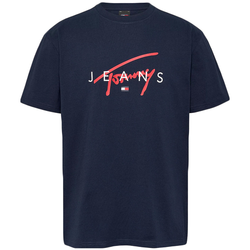 Υφασμάτινα Άνδρας T-shirt με κοντά μανίκια Tommy Hilfiger TOMMY JEANS SIGNATURE TWIST REGULAR FIT T-SHIRT MEN ΚΟΚΚΙΝΟ- ΛΕΥΚΟ- ΜΠΛΕ