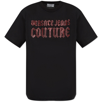 Υφασμάτινα Άνδρας T-shirt με κοντά μανίκια Versace Jeans Couture 77UP601 R LOGO GOTH T-SHIRT MEN ΜΑΥΡΟ- ΡΟΖ