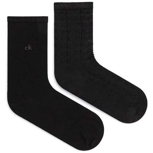 Εσώρουχα Γυναίκα Κάλτσες Calvin Klein Jeans ALL OVER LOGO 2 PACK SOCKS WOMEN ΜΑΥΡΟ