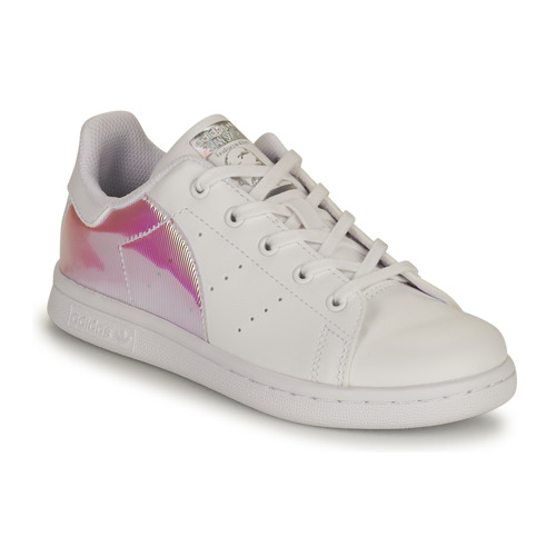 Cipők Lány Rövid szárú edzőcipők adidas Originals STAN SMITH C Fehér / Rózsaszín / Irizáló