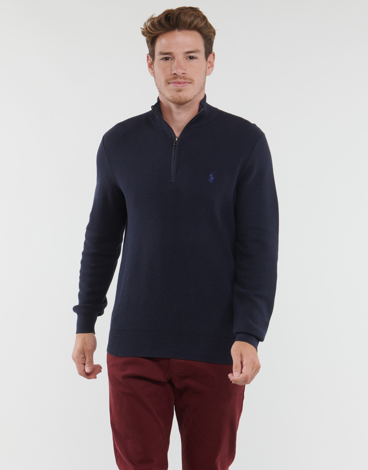 Ruhák Férfi Pulóverek Polo Ralph Lauren LS HZ-LONG SLEEVE-PULLOVER Tengerész