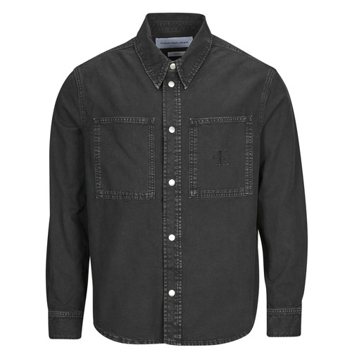 Ruhák Férfi Dzsekik Calvin Klein Jeans CANVAS RELAXED LINEAR SHIRT Fekete 