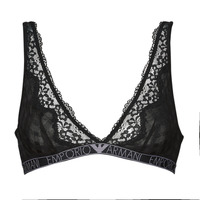 Fehérnemű Női Háromszögesek / Merevítő nélküliek Emporio Armani VICHY MESH & LACE Fekete 