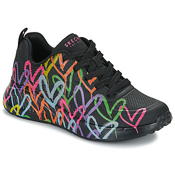 Cipők Női Rövid szárú edzőcipők Skechers UNO LITE GOLDCROWN - HEART OF HEARTS Fekete  / Sokszínű