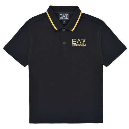 Ruhák Fiú Rövid ujjú galléros pólók Emporio Armani EA7 POLO 8NBF51 Fekete  / Arany