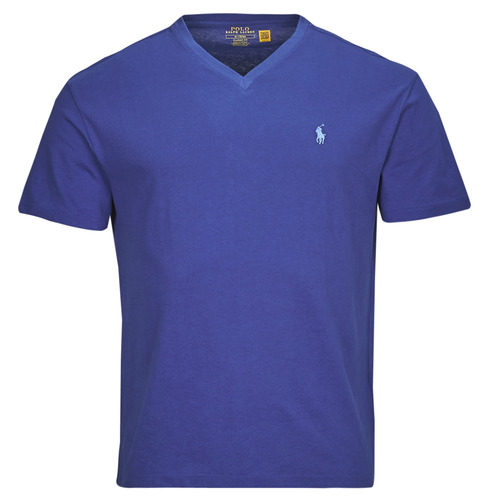 Ruhák Férfi Rövid ujjú pólók Polo Ralph Lauren T-SHIRT AJUSTE COL V EN COTON Kék