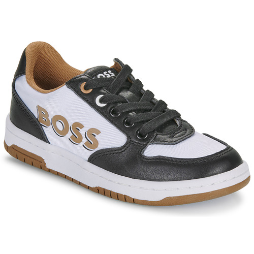 Cipők Fiú Rövid szárú edzőcipők BOSS CASUAL J50861 Fekete  / Fehér / Teve