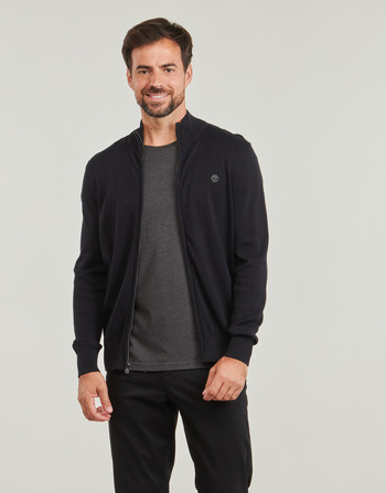 Ruhák Férfi Pulóverek Timberland Cotton YD Full Zip Sweater Fekete 