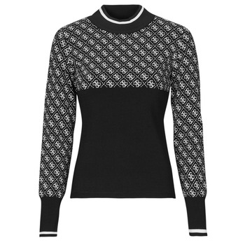 Ruhák Női Pulóverek Guess LISE 4G LS SWEATER Fekete 