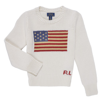 Ruhák Lány Pulóverek Polo Ralph Lauren AMERICAN SWT-TOPS-SWEATER Fehér / Tört