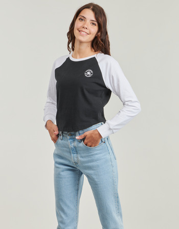 Ruhák Női Hosszú ujjú pólók Converse RAGLAN LONG-SLEEVE TOP Fehér / Fekete 