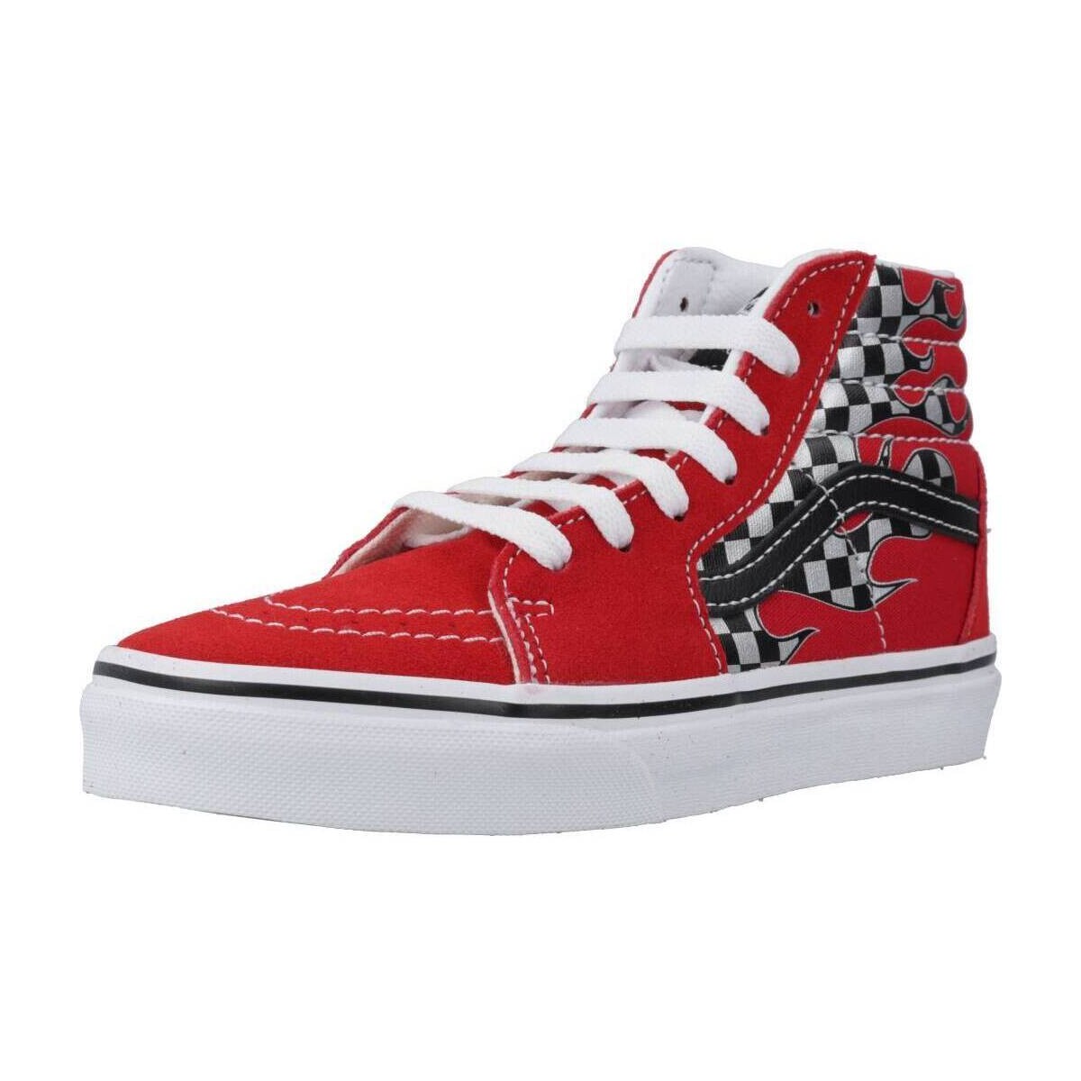 Cipők Fiú Divat edzőcipők Vans SK8-HI REFLECT CHECK FLAME Piros