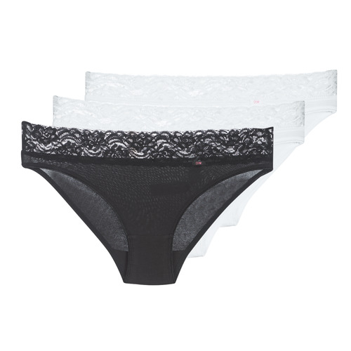 Biancheria Intima Donna Culotte e slip DIM COTON FEMININE X3 Nero / Bianco