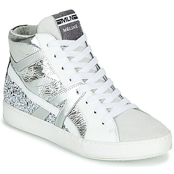 Scarpe Donna Sneakers alte Meline IN1363 Bianco / Argento