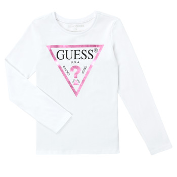 Abbigliamento Bambina T-shirts a maniche lunghe Guess THOUSA Bianco