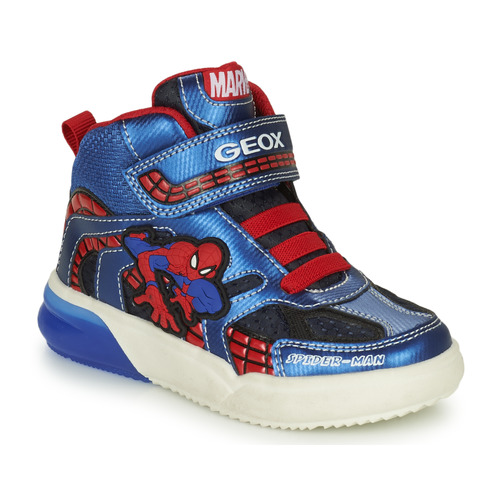 Scarpe Bambino Sneakers alte Geox J GRAYJAY BOY C Blu / Rosso