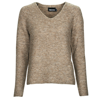 Abbigliamento Donna Maglioni Pieces PCELLEN LS V-NECK KNIT Marrone