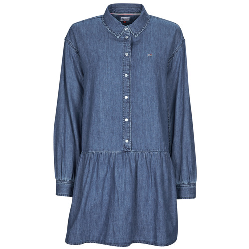 Abbigliamento Donna Abiti corti Tommy Jeans TJW CHAMBRAY SHIRT DRESS Blu