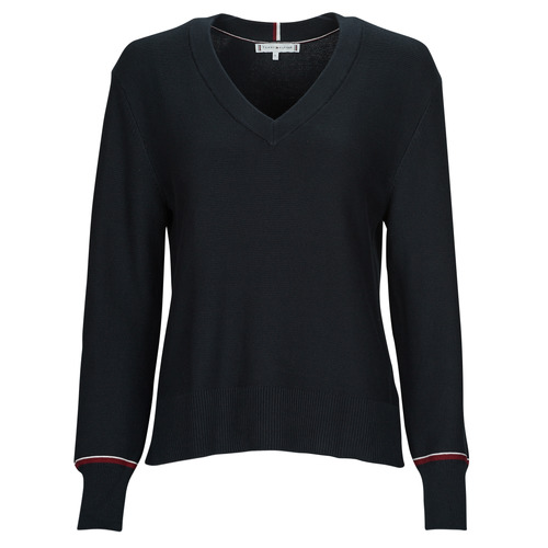 Abbigliamento Donna Felpe Tommy Hilfiger GLOBAL STP V-NK SWEATER Marine