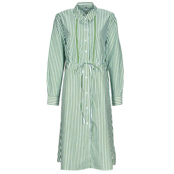 Abbigliamento Donna Abiti corti Tommy Hilfiger ORG CO STRIPE MIDI SHIRT-DRESS Bianco / Verde