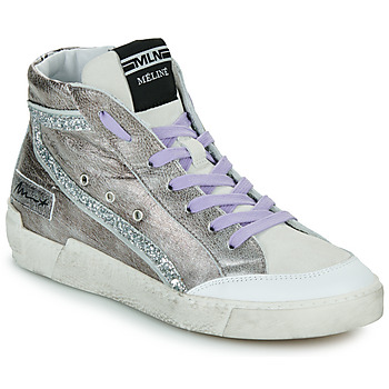 Scarpe Donna Sneakers alte Meline NCK322 Argento / Lila