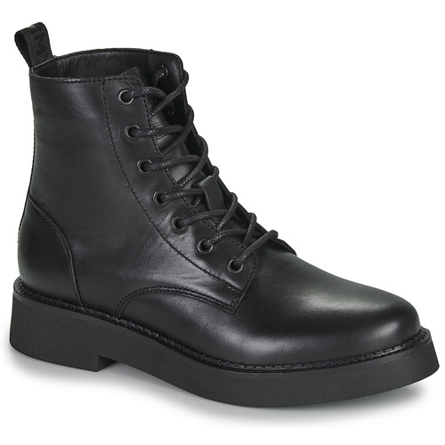 Scarpe Donna Stivaletti Tommy Jeans TJW LACE UP FLAT BOOT Nero