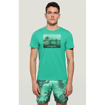 Abbigliamento Uomo T-shirt & Polo Bikkembergs TROPICAL LANDSCAPE Verde