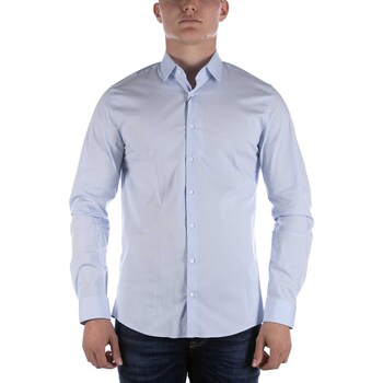 Abbigliamento Uomo Camicie maniche lunghe Calvin Klein Jeans Camicia  Poplin Stretch Slim Azzurro Marine