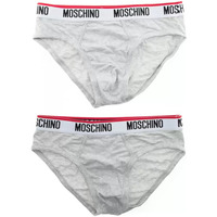 Biancheria Intima Uomo Slip Moschino slip grigio elastico logato bipack Grigio