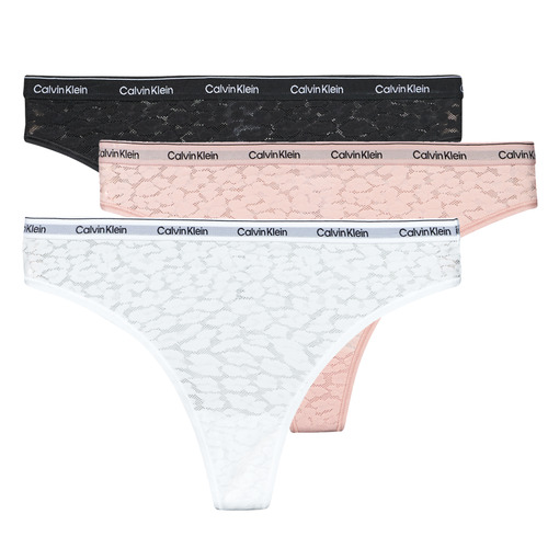 Biancheria Intima Donna Tanga Calvin Klein Jeans BRAZILIAN 3PK X3 Nero / Bianco / Rosa