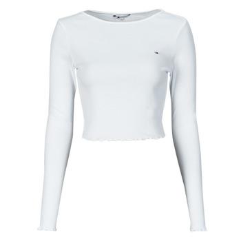 Abbigliamento Donna T-shirt maniche corte Tommy Jeans TJW RUCHE RIB TOP LS Bianco