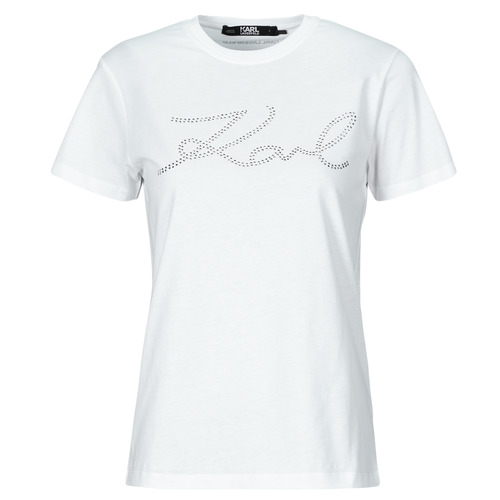 Abbigliamento Donna T-shirt maniche corte Karl Lagerfeld rhinestone logo t-shirt Bianco