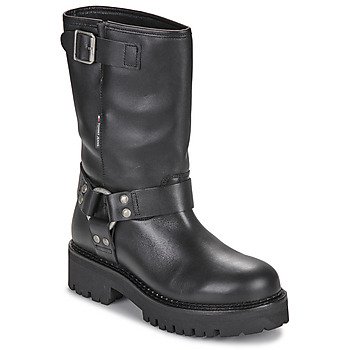 Scarpe Donna Stivaletti Tommy Jeans TJW URBAN BIKER BOOT LEATHER Nero