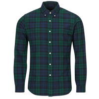 Abbigliamento Uomo Camicie maniche lunghe Polo Ralph Lauren CHEMISE COUPE DROITE EN OXFORD Tartan / Blu / Verde / Navy / Green / Multi