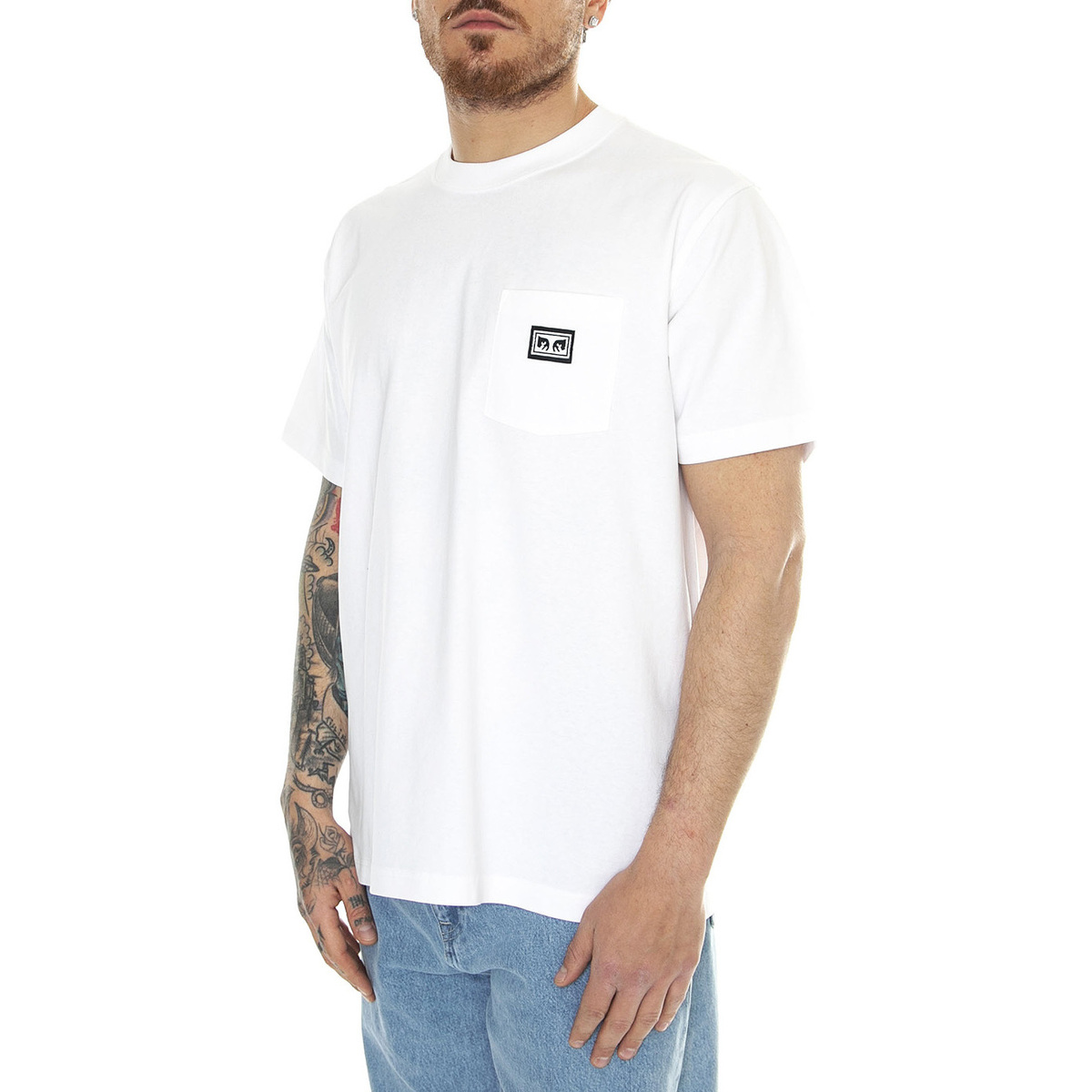 Abbigliamento Uomo T-shirt & Polo Obey Established Works Eyes Pocket Tee SS White Bianco