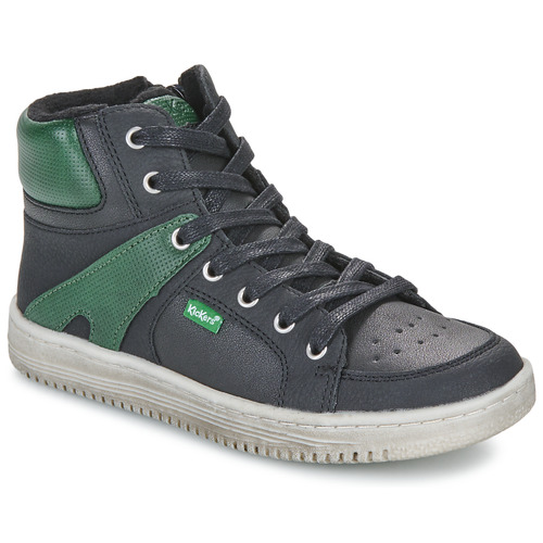 Scarpe Bambino Sneakers alte Kickers LOWELL Nero / Verde