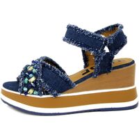 Scarpe Donna Sandali Menbur Sandali Donna Gioiello, Tessuto Jeans, Zeppa - 25382 Blu