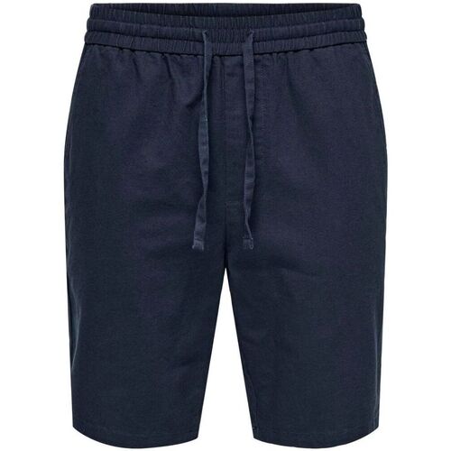 Abbigliamento Uomo Shorts / Bermuda Only & Sons  ONSLINUS 0007COT LIN SHORT NOOS Blu