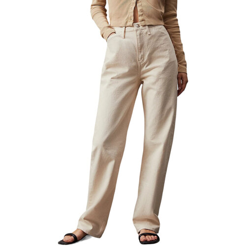 Abbigliamento Donna Pantaloni Calvin Klein Jeans HIGH RISE STRAIGHT HAMMERLOOP Beige