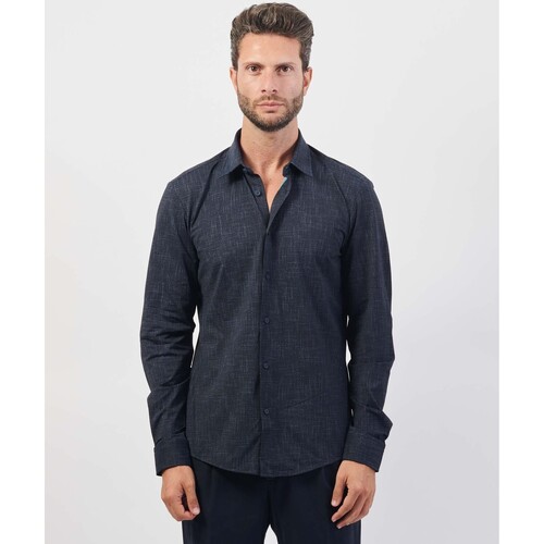 Abbigliamento Uomo Camicie maniche lunghe BOSS Camicia uomo  in cotone regular fit Blu