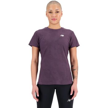 Abbigliamento Donna T-shirt maniche corte New Balance q speed jacquard short sleeve Viola