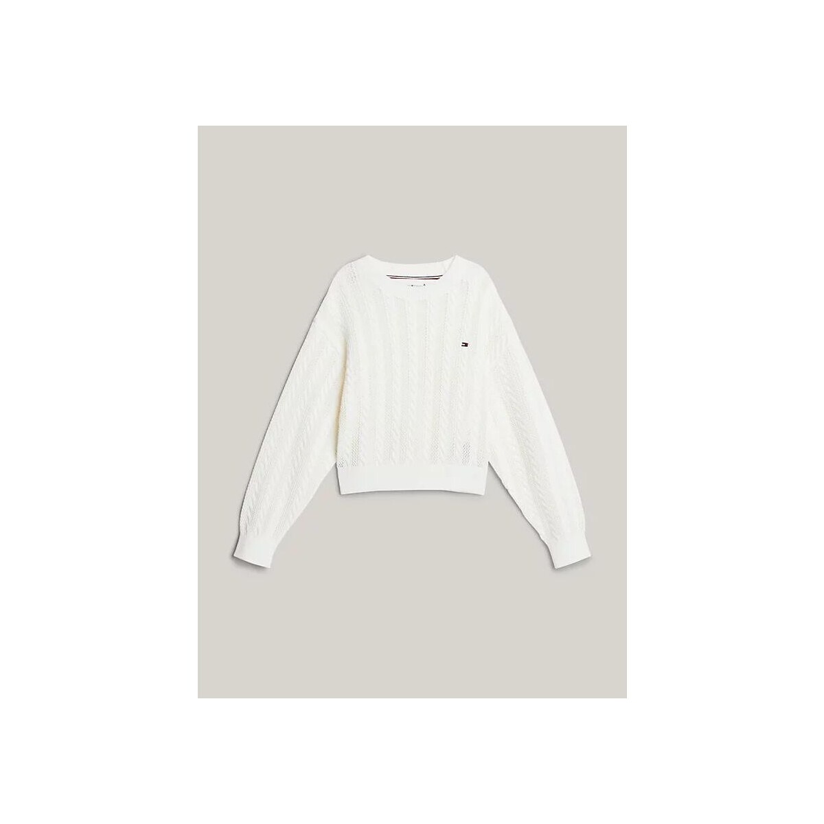 Abbigliamento Bambina Maglioni Tommy Hilfiger KG0KG08075 CABLE-YBH ANCIENT WHITE Bianco