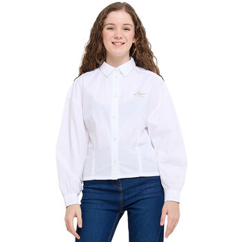 Abbigliamento Bambina Camicie Calvin Klein Jeans VOLUME SLEEVE POPLIN SHIRT Bianco