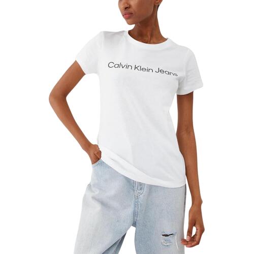 Abbigliamento Donna T-shirt maniche corte Calvin Klein Jeans CORE INSTIT LOGO SL J20J220253 Bianco